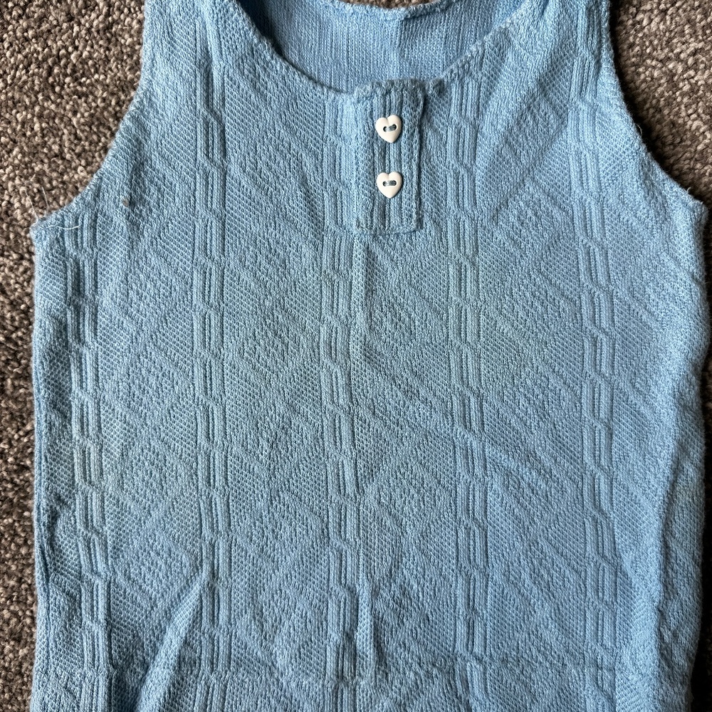 Blue Knit Girls Tank Top